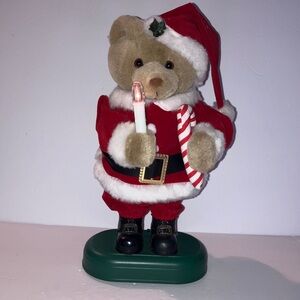 Vintage Musical‎ & Light Teddy Bear with Red Santa Outfit 14”